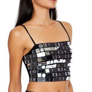 Forever 21 Metallic Mirrored Geo Cropped Cami, Size XS